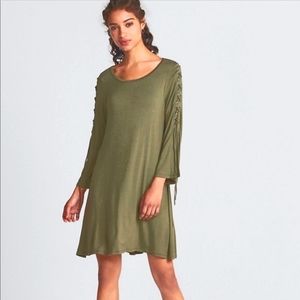 Express Bell sleeves Lace up Mini dress